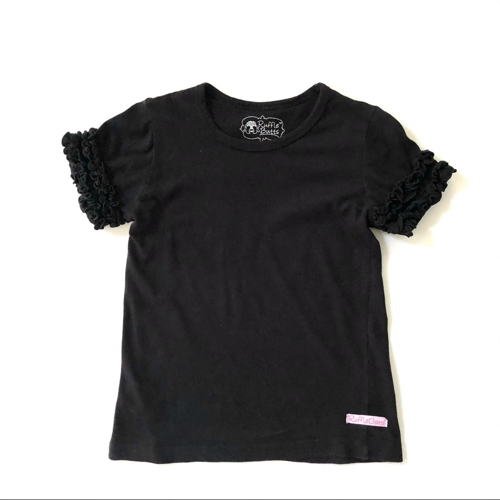 Ruffle Butts Black ruffled sleeve T-Shirt 4T